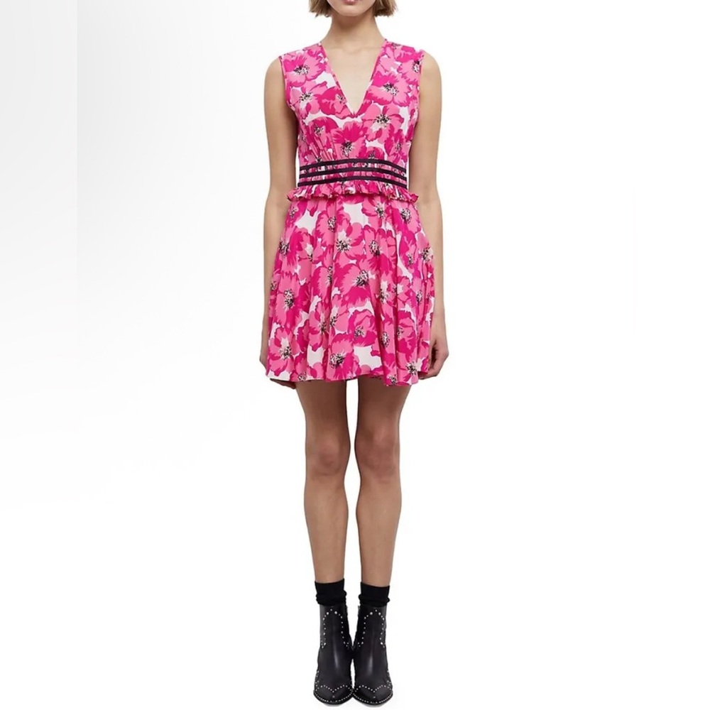 The Kooples Pink and White Floral Silk Mini Dress Medium NWT